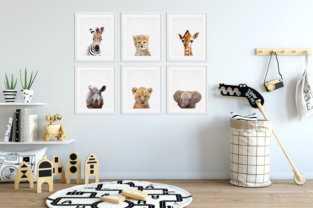 Safari Animals Prints, Set of 6 Prints, Nursery Decor, Nursery Wall Art ...