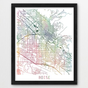 Boise City Urban Map Poster Boise Street Print Watercolor | Etsy