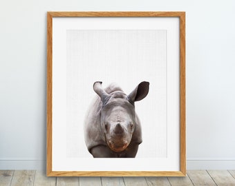 Rhino Print, Baby Rhino Poster, Nursery Animal Wall Art, Safari African Animals Prints, Nursery Animals Decor, Kids Room Printable Art
