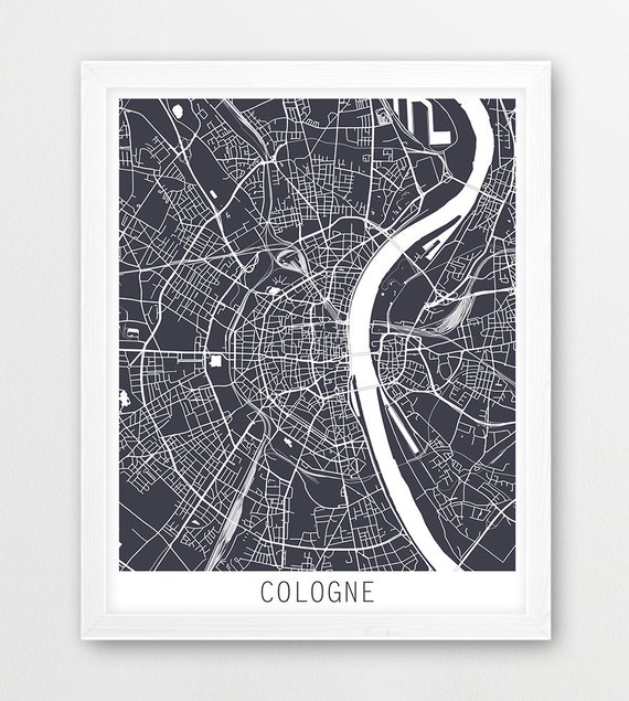 Cologne City Urban Map Poster Cologne Street Map Print Etsy