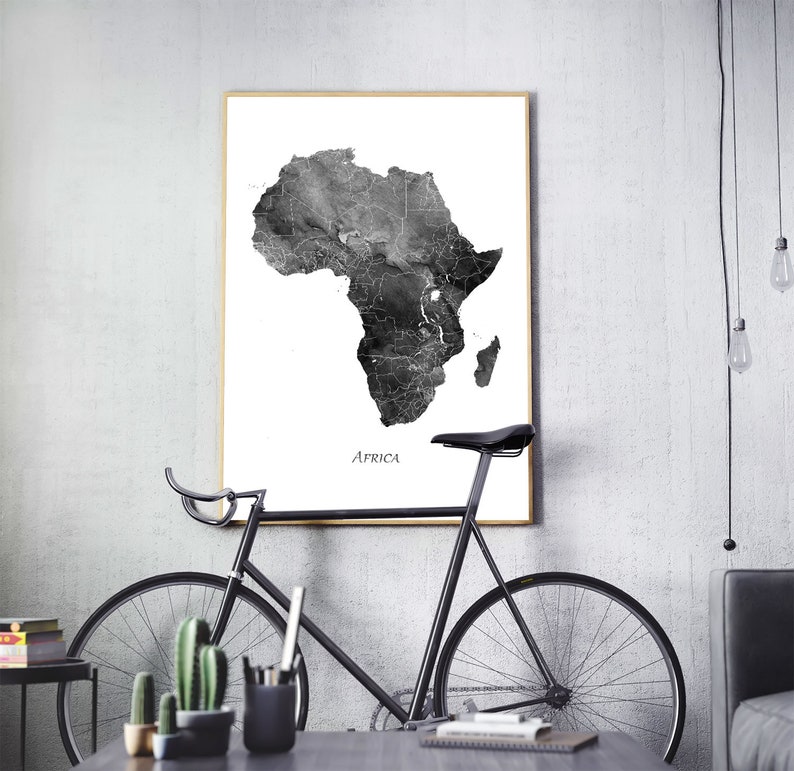 Africa Map Print Africa Decor Africa Wall Art Africa Etsy