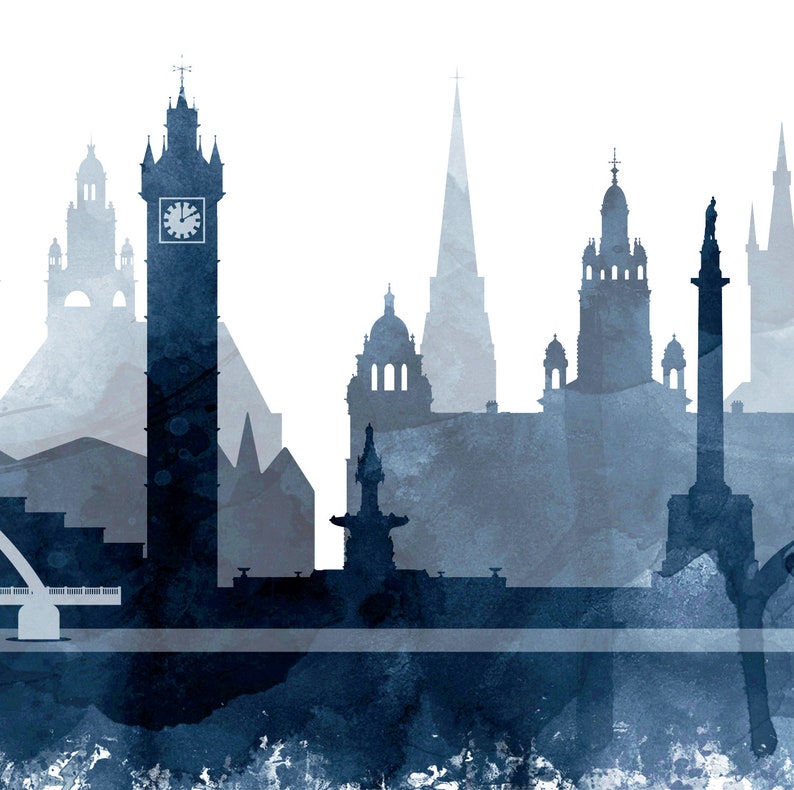 Glasgow Skyline Print Glasgow Scotland Cityscape Poster Etsy UK