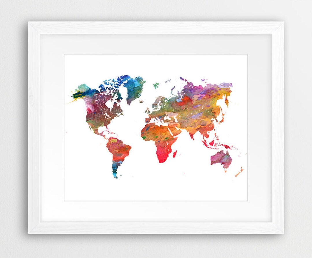World Map Watercolor Print, World Map Watercolor Poster, Watercolor ...