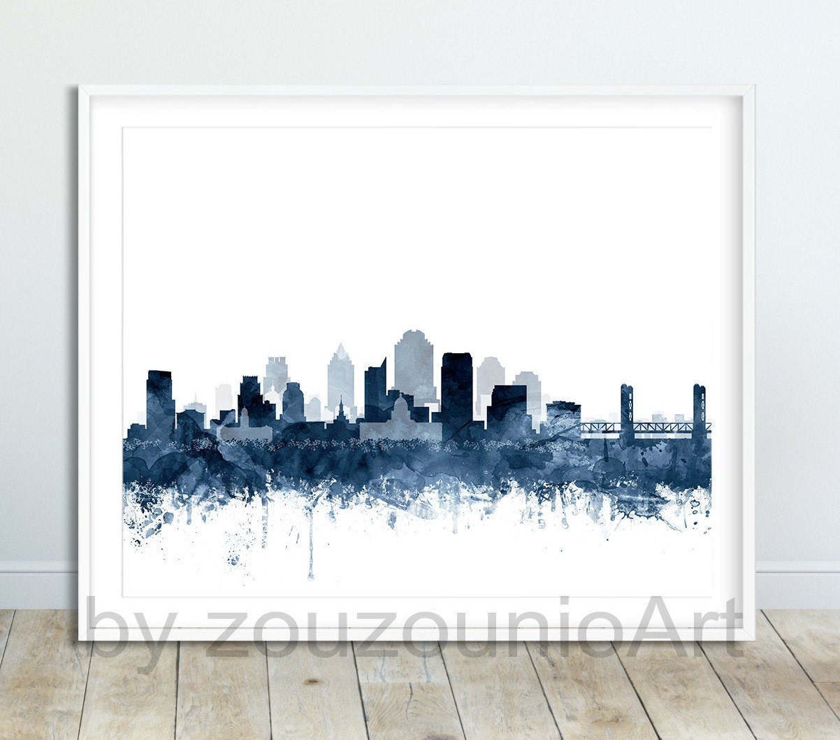 Prints California Cityscape Watercolor Painting Print Travel Poster