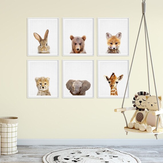 Nursery Animals Wall Art Baby Animals Set of 6 Bunny Fox - Etsy