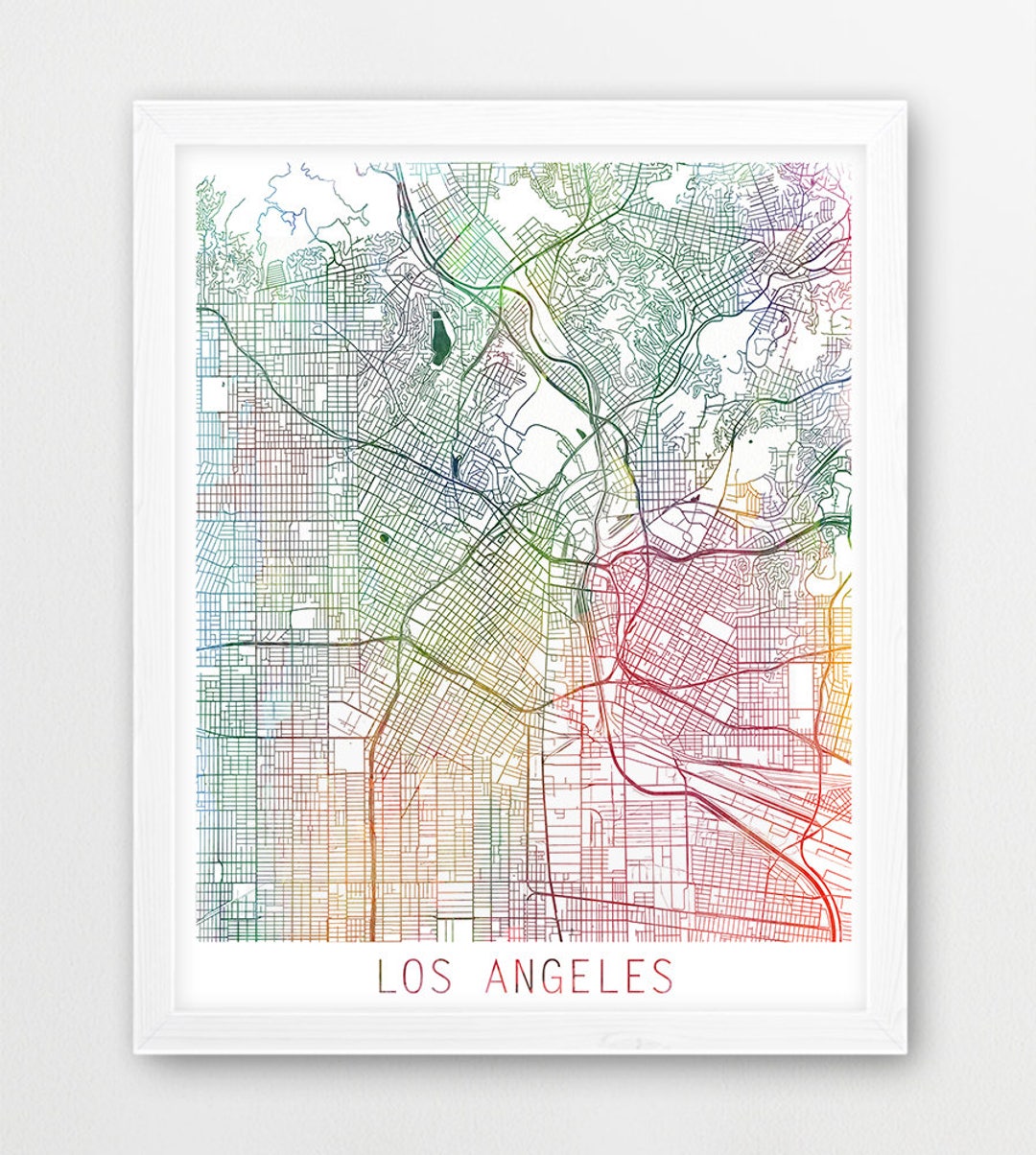 Los Angeles City Urban Map Poster, Los Angeles City Street Print