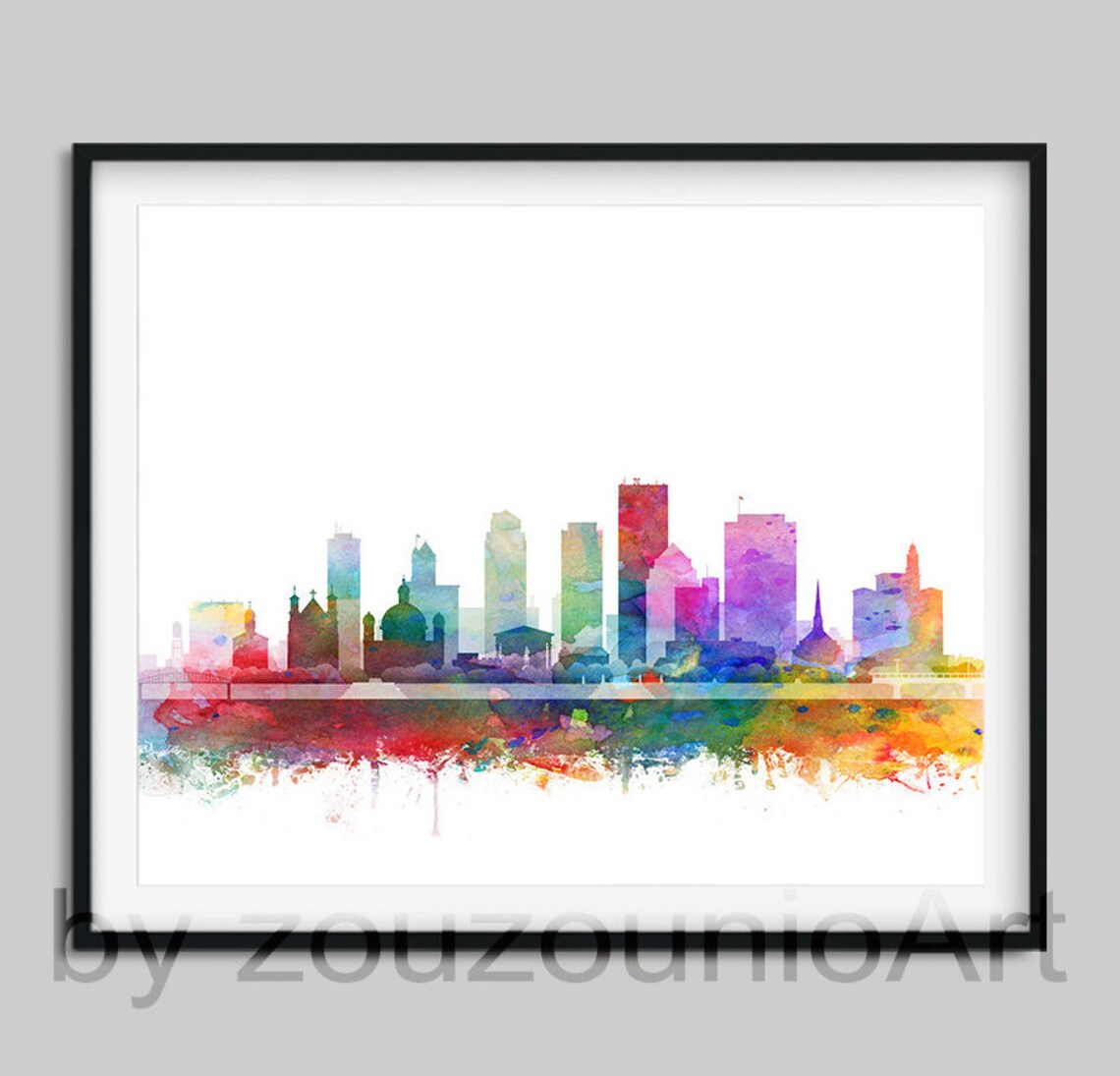 Dayton Skyline Print Dayton Ohio Art Poster Dayton Cityscape Etsy
