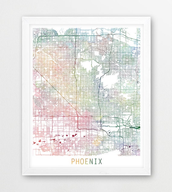 Phoenix Urban Map Print Phoenix Street Map Art Poster | Etsy