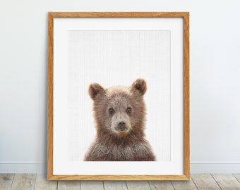 Bear Print, Bear Cub Poster, Woodlands Nursery Wall Art, Baby Animals Decor, Nursery Animals Prints, Kids Room Decor, Digital Printable Art