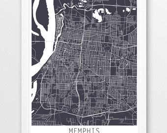 Memphis City Urban Map Poster, Memphis City Street Print, Memphis Grey Map Print, Modern Wall Art, Home Decor, Travel Poster, Printable Art