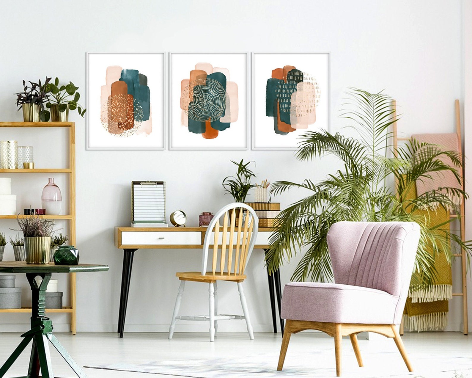 Boho Set of 3 Prints Living Room Wall Art Abstract - Etsy