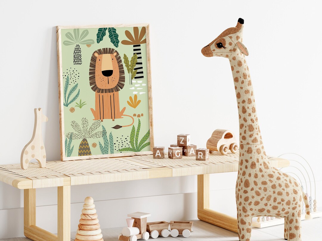 Safari Nursery Print, Boho Nursery Wall Art, Lion Print, Safari Animal ...