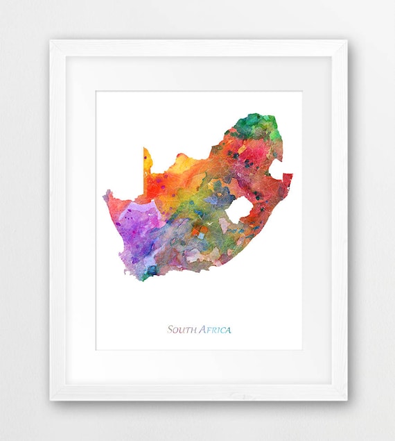 South Africa Map Print South Africa Wall Art Watercolor - Etsy