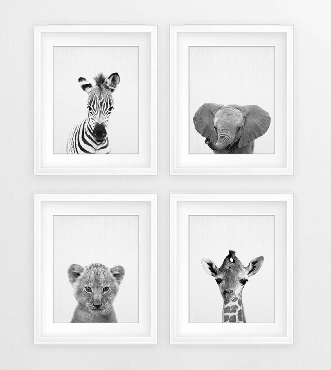 Safari Nursery Decor Baby Animals Set 4 Elephant Giraffe Etsy