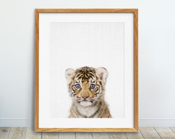 Stampa tigre, Arte della parete con animali della scuola materna, Poster di tigre bambino, Decorazione degli animali della scuola materna, Stampa degli animali della giungla, Decorazione della camera dei bambini, Arte digitale stampabile