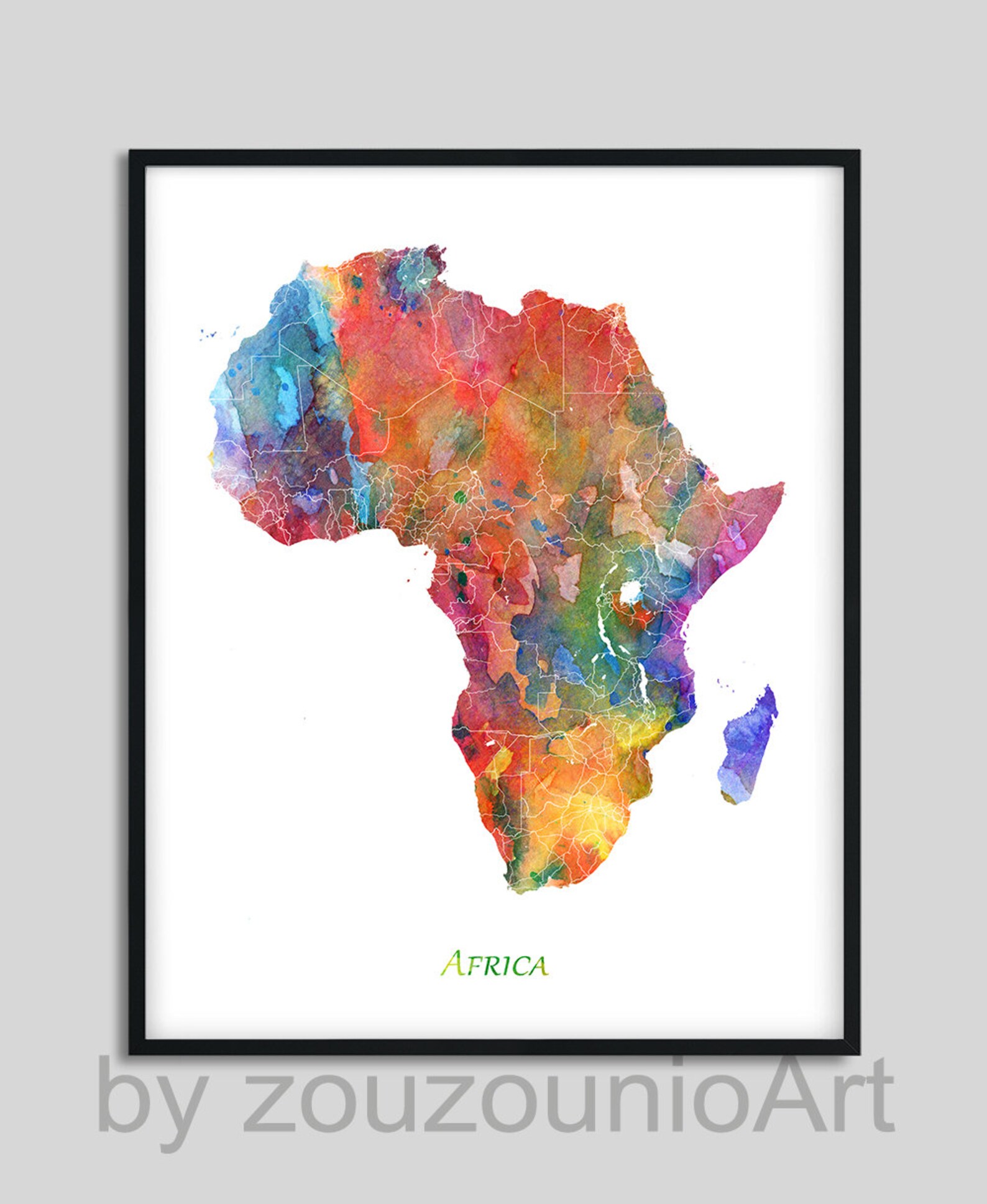 Africa Map Print Africa Map Decor Africa Wall Art Etsy