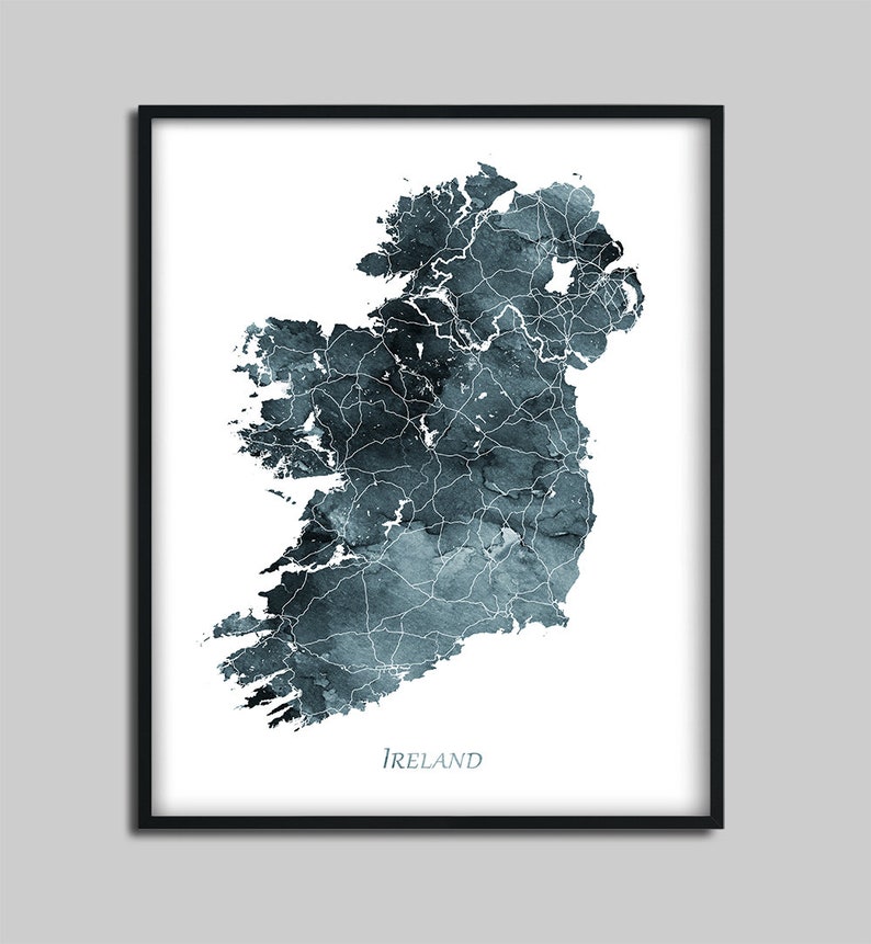 Ireland Map Print Ireland Watercolor Map Poster Ireland Map Etsy