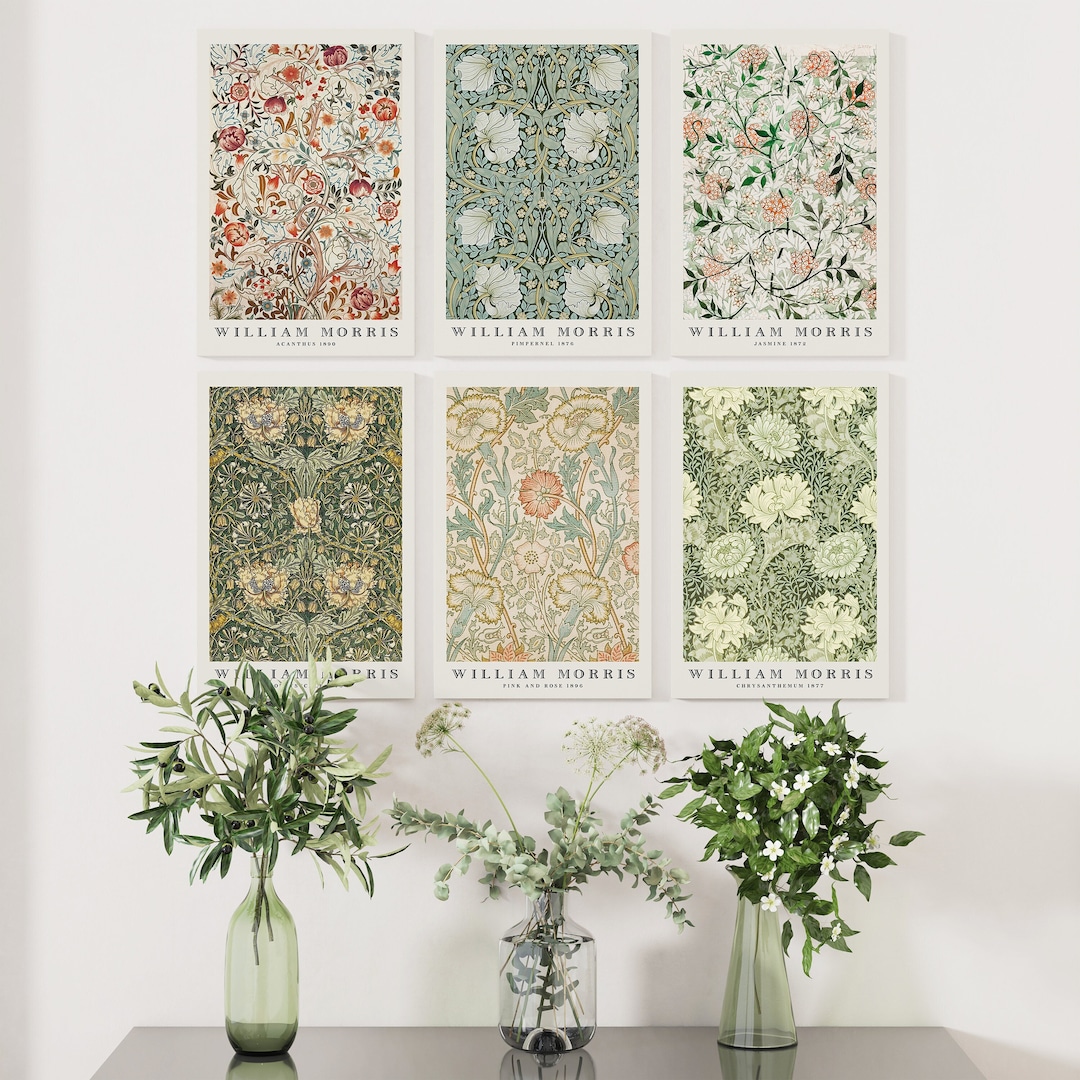 William Morris Set of 6 Wall Art Prints, William Morris Vintage Museum ...