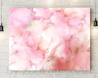 Abstract Painting Print, Pink Bedroom Decor, Apartment Decor, Ink Artwork, Modern Wall Art, Home Decor, Large Abstract Poster, Printable Art