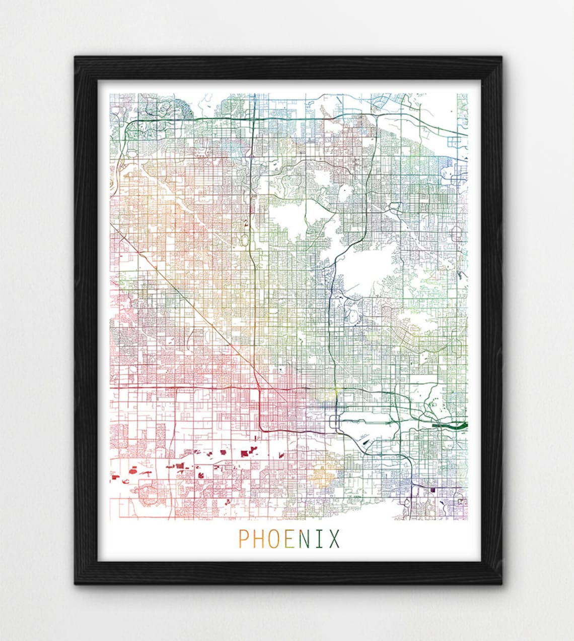 Phoenix Urban Map Print Phoenix Street Map Art Poster | Etsy