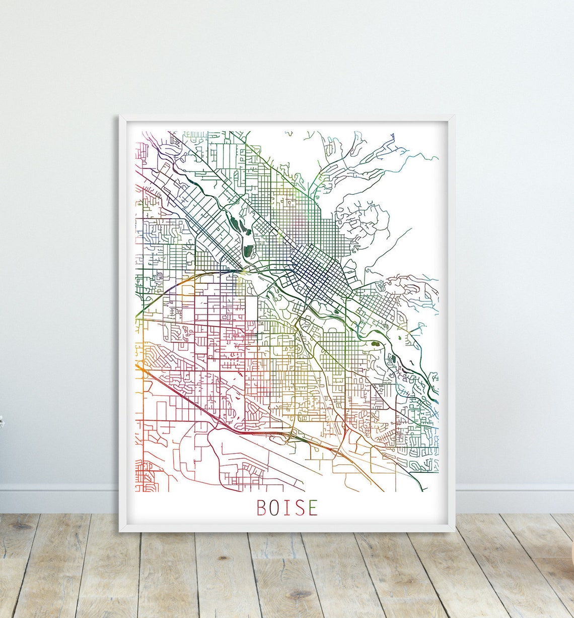 Boise City Urban Map Poster Boise Street Print Watercolor | Etsy