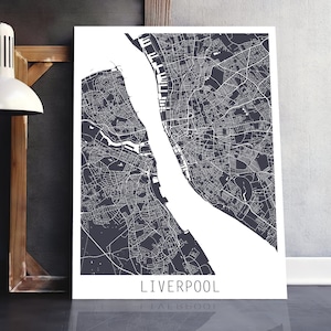 Liverpool City Urban Map Poster, Liverpool Street Print, Grey Map Liverpool U.K. England, Modern Wall Art, Home Decor, Travel Printable Art