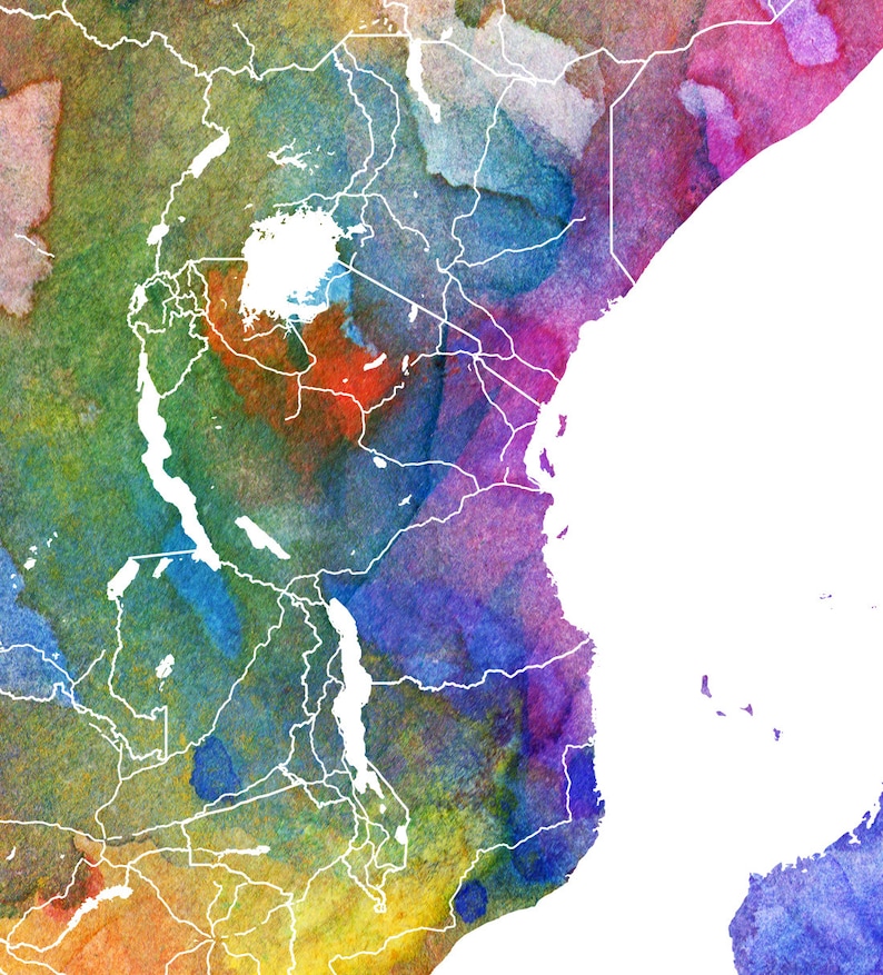 Africa Map Print Africa Map Decor Africa Wall Art Etsy