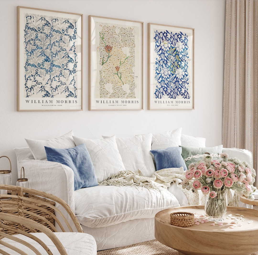 William Morris Sketch Set of 3 Wall Art Prints, William Morris Vintage ...