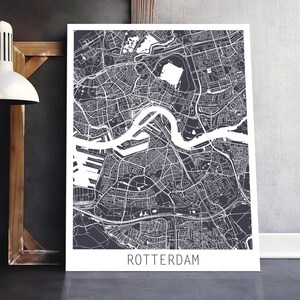 Rotterdam City Urban Map Poster, Rotterdam Street Map Print, Rotterdam Nederland Grijze Kaart, Moderne Muurkunst, Home Decor, Afdrukbare kunst