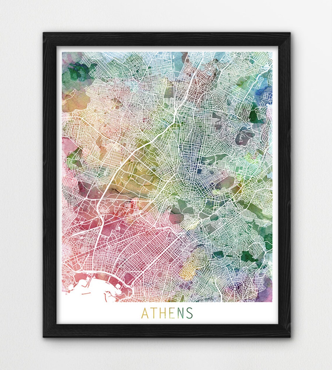 Athens City Urban Map Poster Athens Street Map Print Athens - Etsy