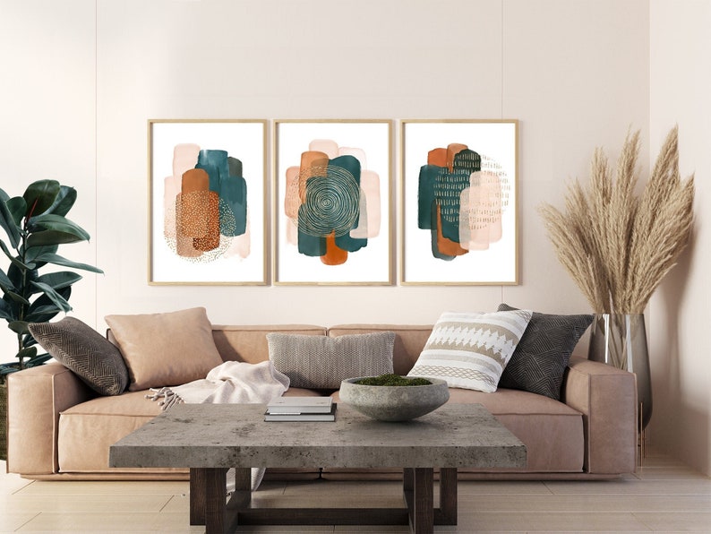 Boho Set of 3 Prints Living Room Wall Art Abstract - Etsy