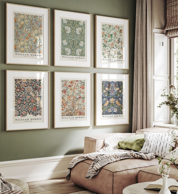 William Morris Set of 6 Wall Art Prints, William Morris Vintage