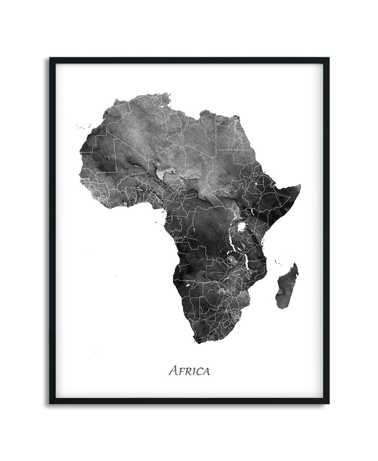 Africa Map Print Africa Decor Africa Wall Art Africa Etsy