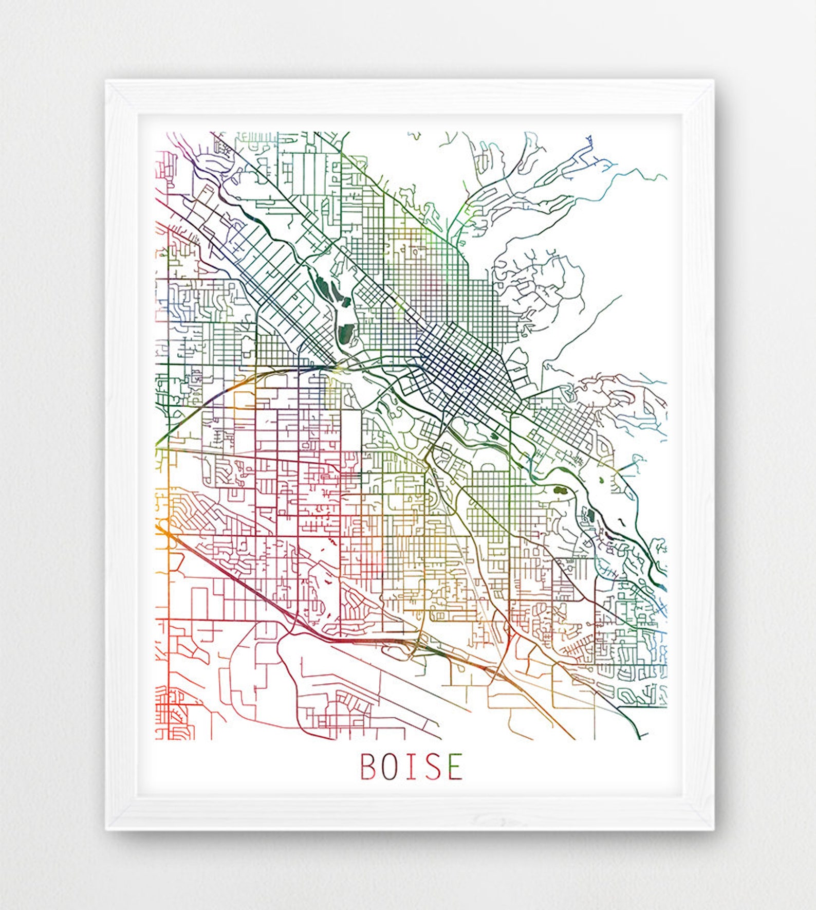 Boise City Urban Map Poster Boise Street Print Watercolor | Etsy
