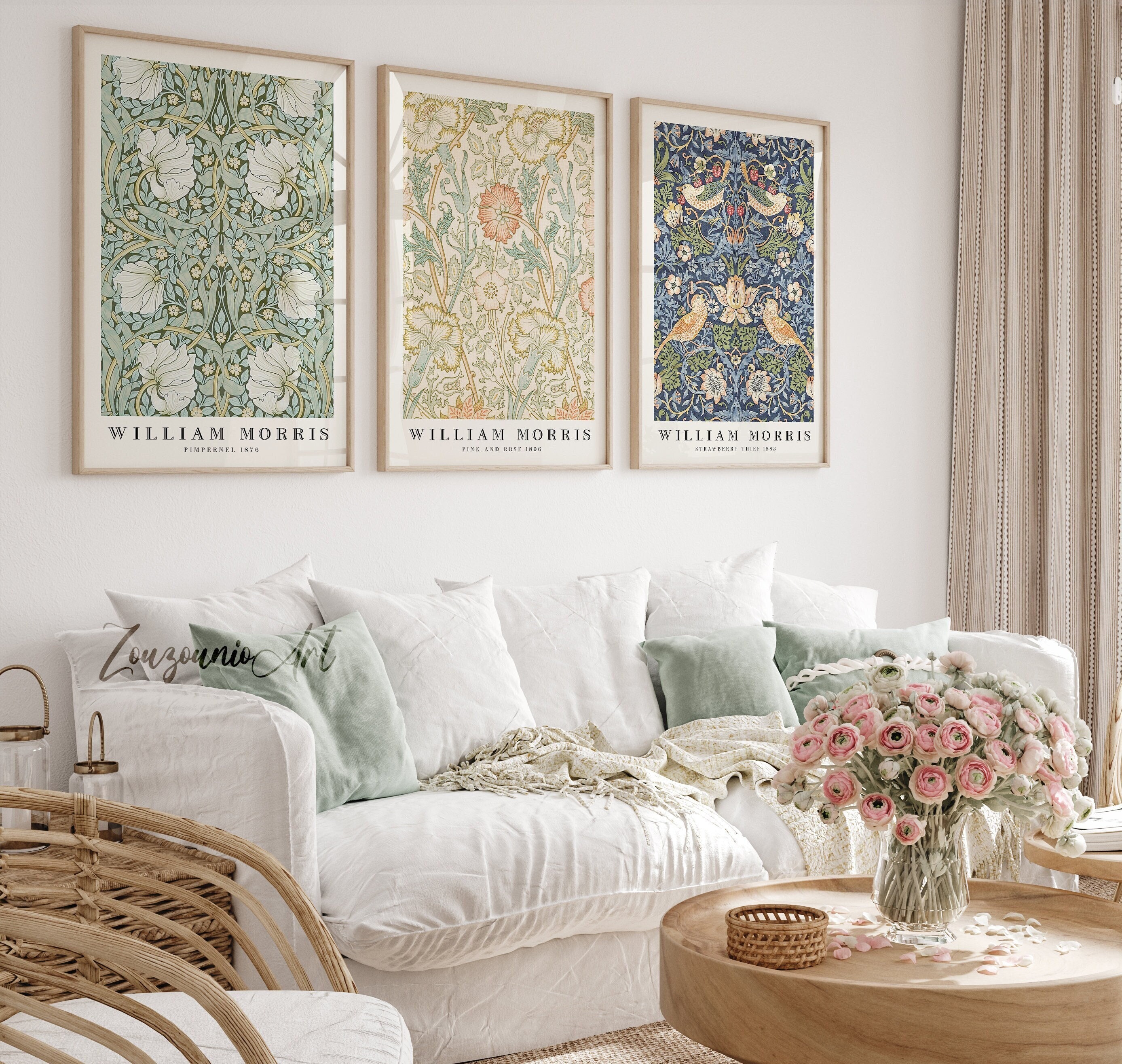 William Morris Set of 3 Wall Art Prints, William Morris Vintage