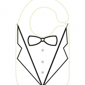 ITH Tuxedo Applique Bib Embroidery Design for large hoops 200260mm, 200300mm, 200360mm and 180300mm or larger with 6 monogram frames image 3