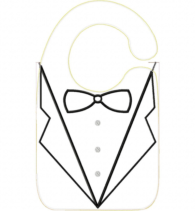 ITH Tuxedo Applique Bib Embroidery Design for large hoops 200260mm, 200300mm, 200360mm and 180300mm or larger with 6 monogram frames image 3