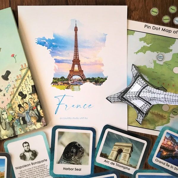 France Study Unit | Hands on Learning, Charlotte Mason, Montessori, geography, homeschool, school, Paris, printable file