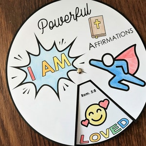 I AM Affirmation Scripture Coloring Wheel,  Identity in Christ, Printable Bible Activity, Kids Bible Lesson, Memory Game, Sunday School