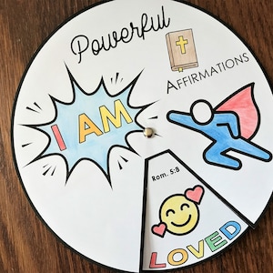 I AM Affirmation Scripture Coloring Wheel,  Identity in Christ, Printable Bible Activity, Kids Bible Lesson, Memory Game, Sunday School