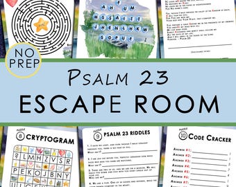 Psalm 23 Escape Room for Kids, Printable Bible Activity, Kids Bible Lesson, Sunday School, VBS Kids