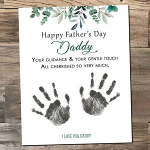 Father&#39;s Day Handprint Printable Craft - Personalize with child&#39;s handprint - Watercolor - 8x10 & 11x14 size - printable digital file