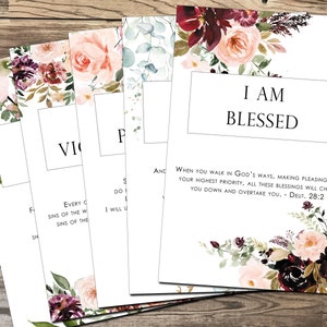 15 I AM Scripture Affirmation Cards - 4 x 6 Printable - Weihnachtsgeschenk - Aquarell, Floral - DIGITALER DOWNLOAD