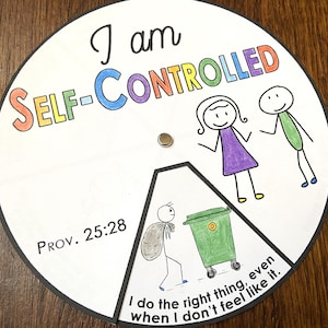 I AM Self-Controlled Character Activity Wheel - Kids Printable - Includes Bible Memory Verse and Prayer - Habit Training- Digital File