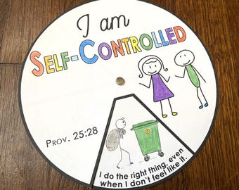I AM Self-Controlled Character Activity Wheel - Kids Printable - Includes Bible Memory Verse and Prayer - Habit Training- Digital File