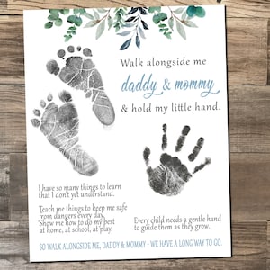 Camine junto a mí, papá y mamá - Handprint Craft - Regalo para nuevos padres - Navidad - 8x10 y 11x14 - archivo digital