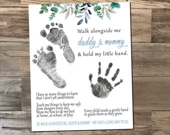 Walk Alongside Me, Daddy and Mommy - Handprint Craft - Gift for new Parents - Christmas - 8x10 & 11x14 - digital file