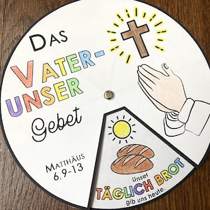 Vaterunser Gebet Ausmal-Rad DEUTSCH, Kinder beten, Ausmalbild Basteln, Sonntagsschule, Bibelunterricht Kindergottesdienst, zum Ausdrucken