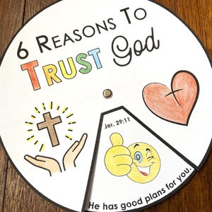 Ruota da colorare "Fidati di Dio", attività biblica stampabile, acquerello, lezione biblica per bambini, gioco di memoria, scuola domenicale