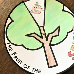 Rueda para colorear del fruto del Espíritu, Actividad bíblica imprimible, Lección bíblica para niños, Escuela dominical